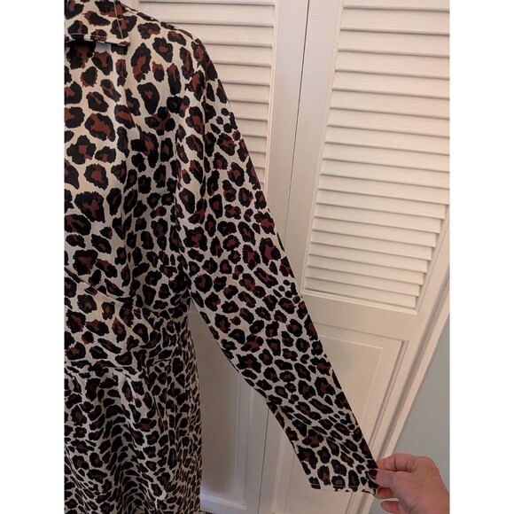 BEAUTIFUL by Lawrence Zarian Dress Women's 16 Cheetah Leopard Faux Wrap Career - Picture 5 of 12